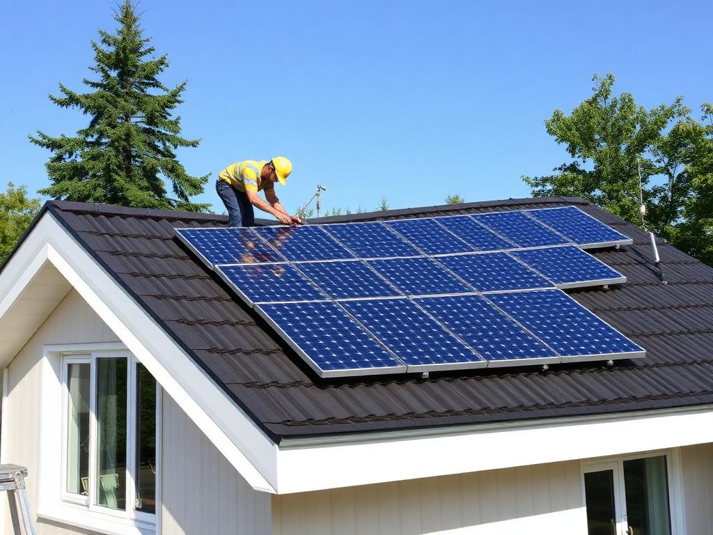 Solpaneler installerade på villatak